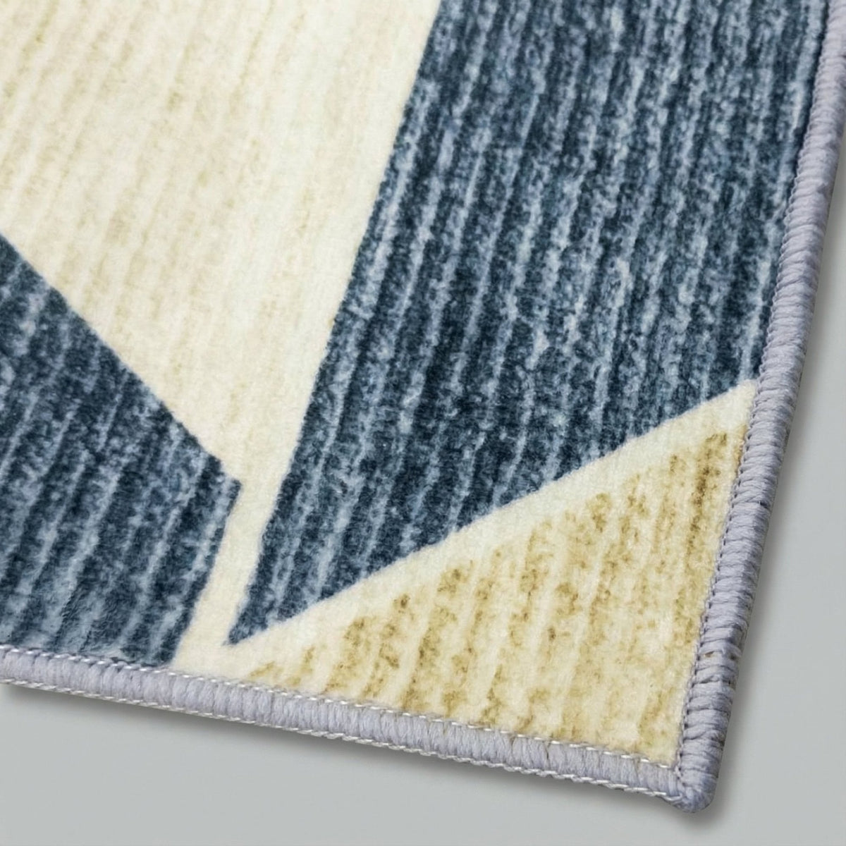 Shamir Beige/Blue Washable Kitchen Runner