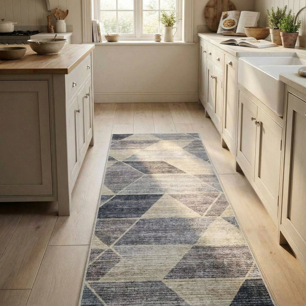 Shamir Grey/Ivory Washable Kitchen Runner