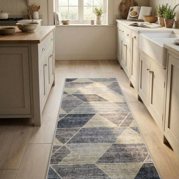Shamir Grey/Ivory Washable Kitchen Runner