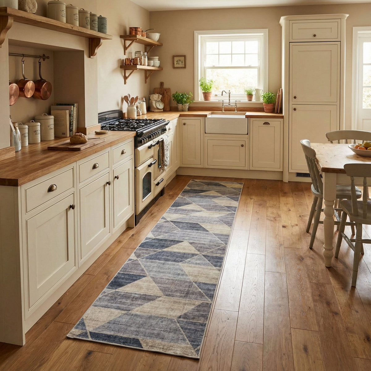 Shamir Grey/Ivory Washable Kitchen Runner