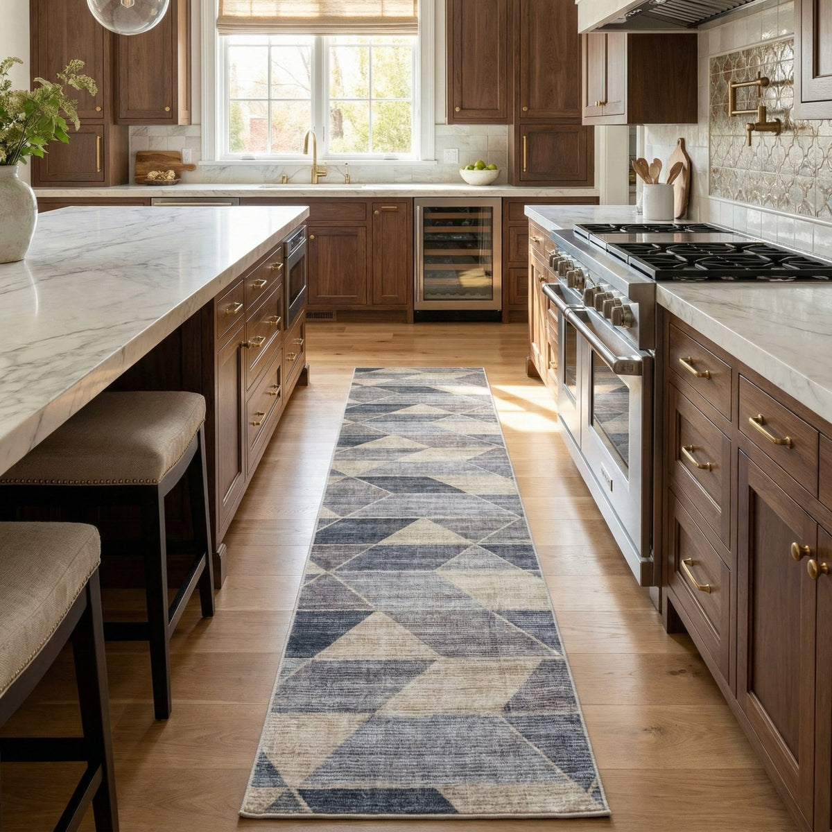 Shamir Grey/Ivory Washable Kitchen Runner