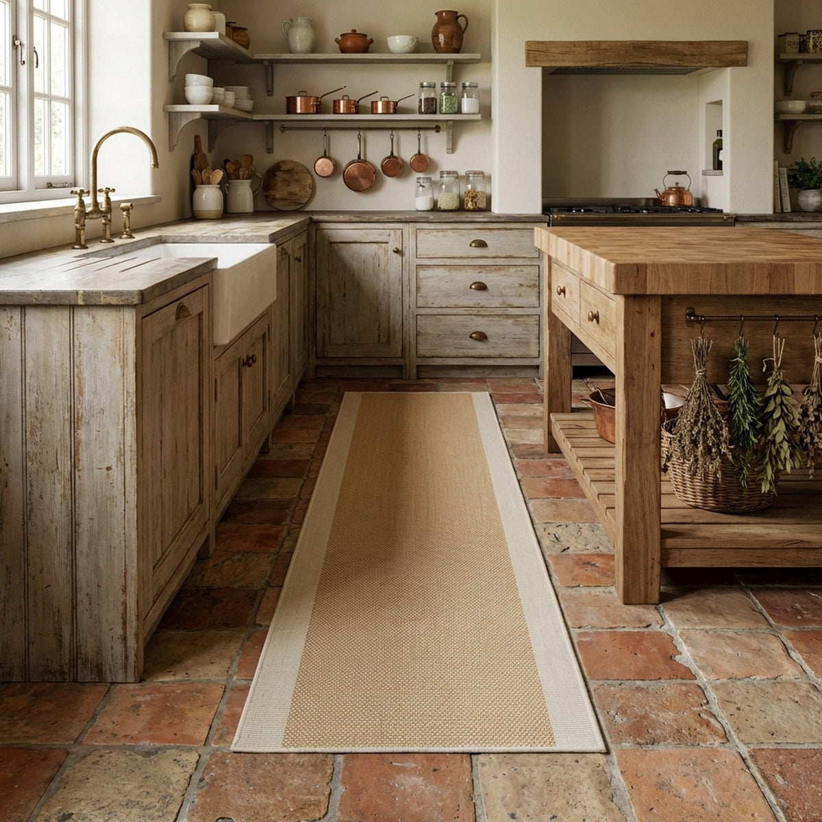 Vichy Ochre A Kitchen Runner