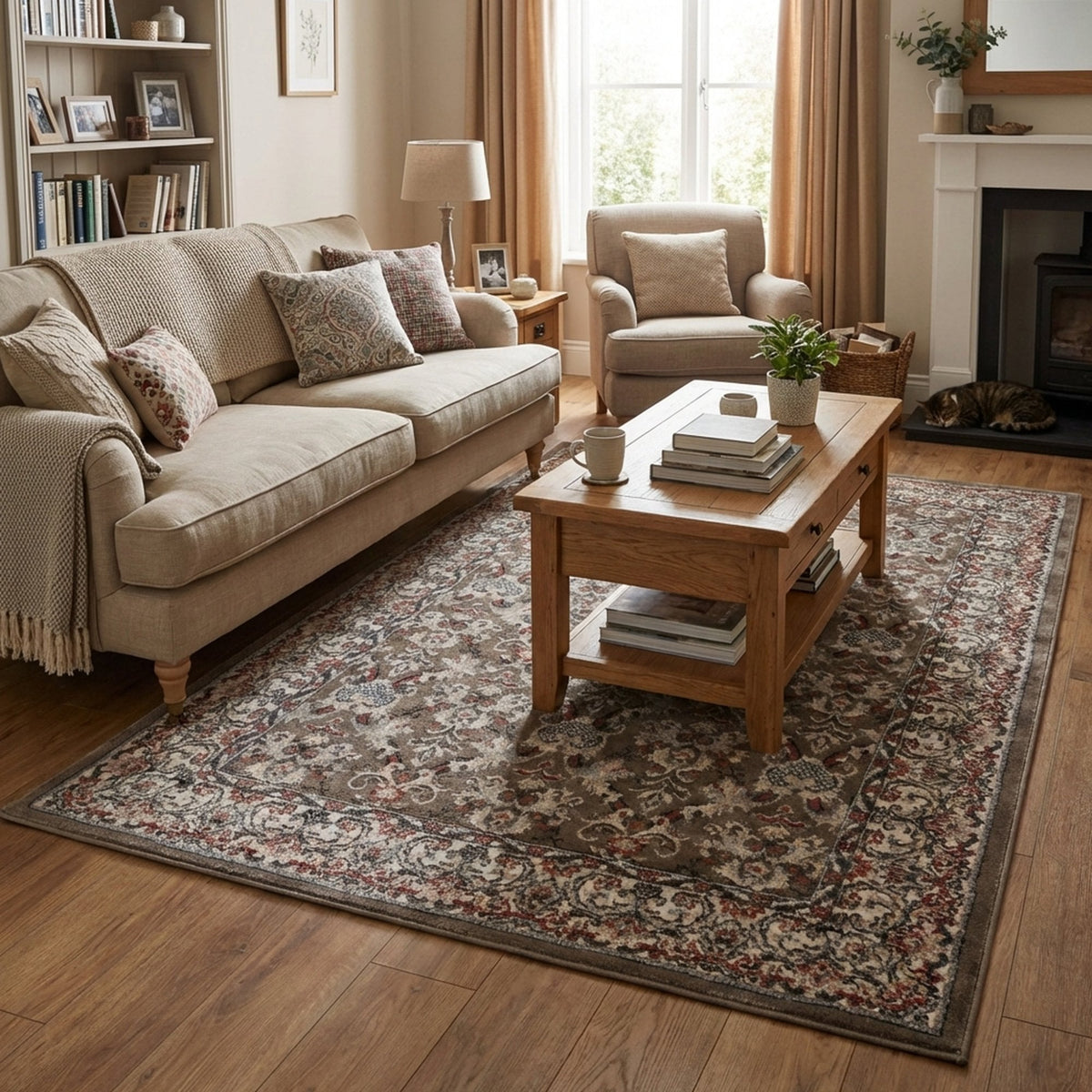 Heirloom Tan Navajo White Area Rug