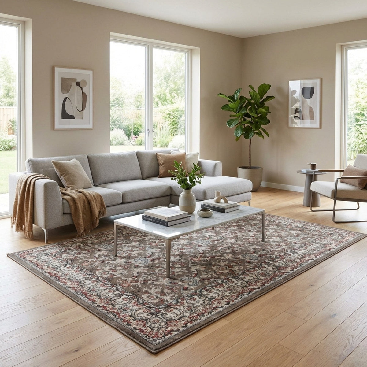 Heirloom Tan Navajo White Area Rug