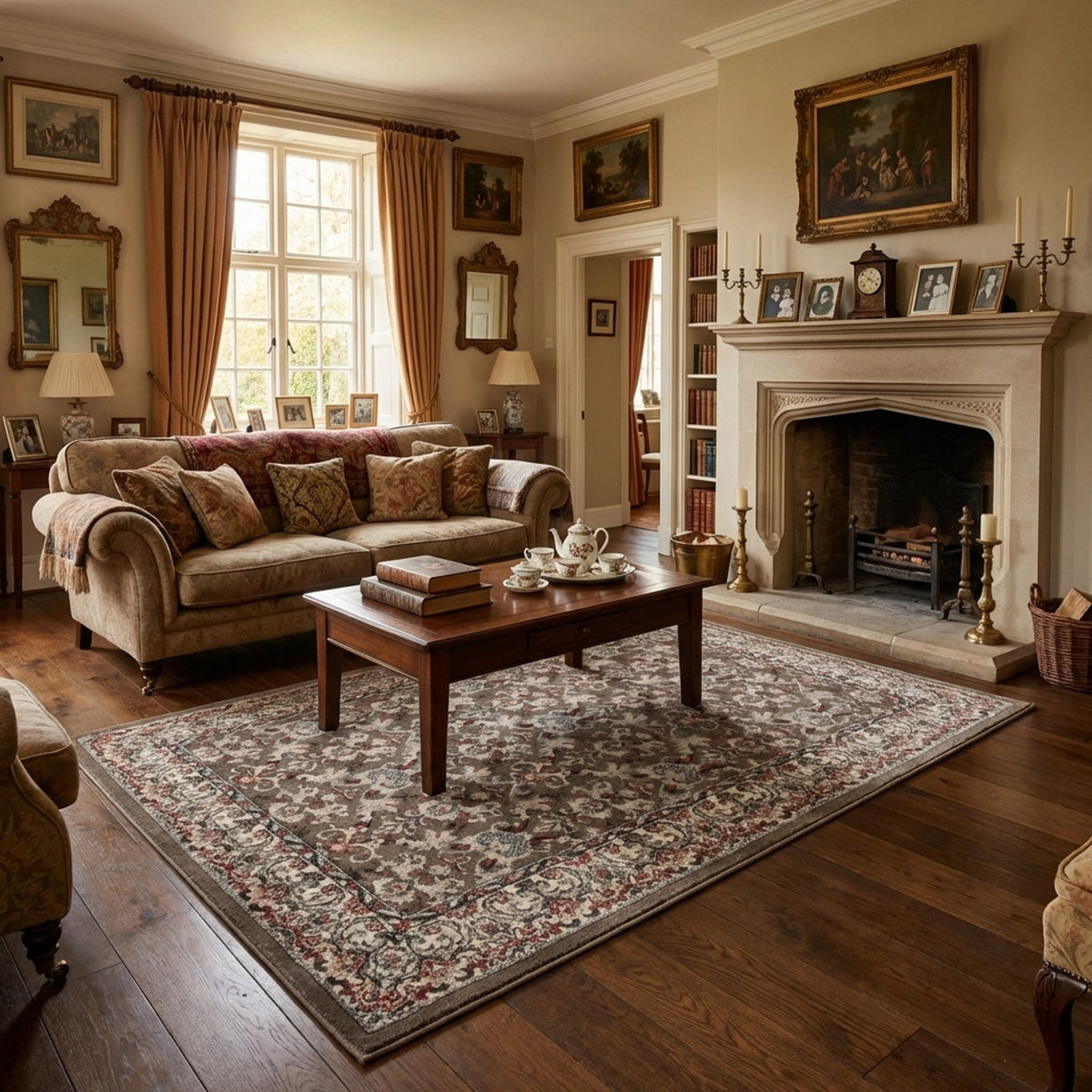 Heirloom Tan Navajo White Area Rug