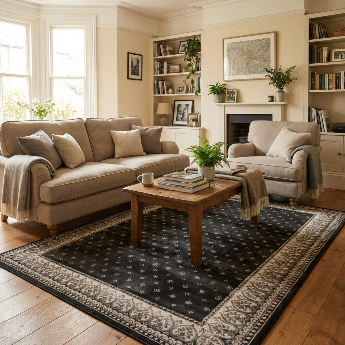 Heirloom Fleur De Lis Abbey Navajo White Area Rug