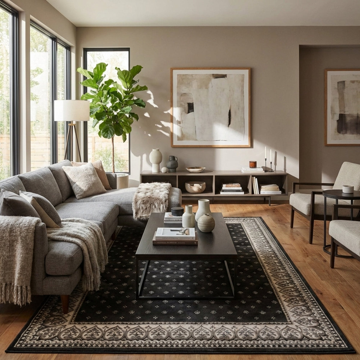 Heirloom Fleur De Lis Abbey Navajo White Area Rug