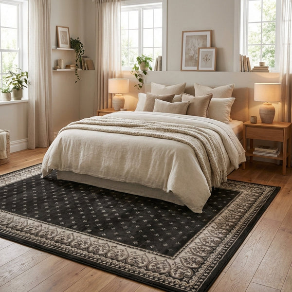 Heirloom Fleur De Lis Abbey Navajo White Area Rug