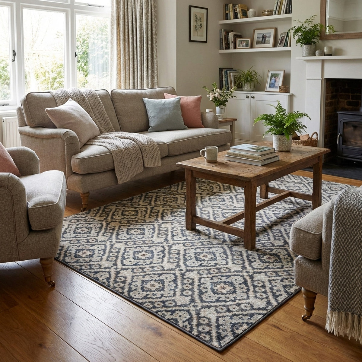 Montville Vintage Blue Latte Area Rug