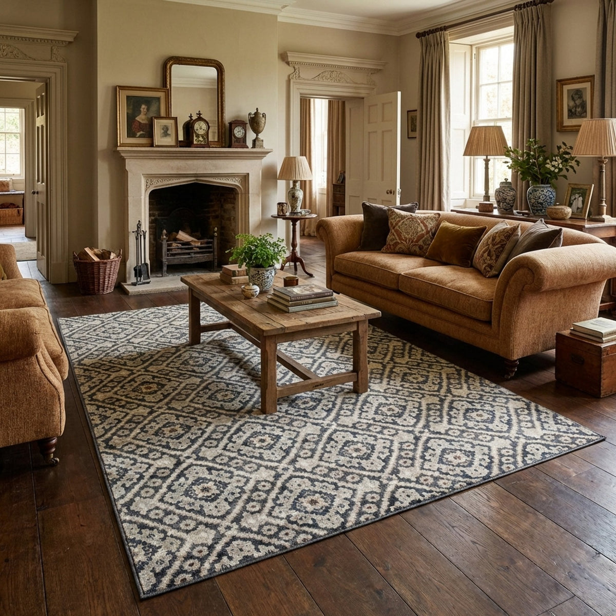 Montville Vintage Blue Latte Area Rug