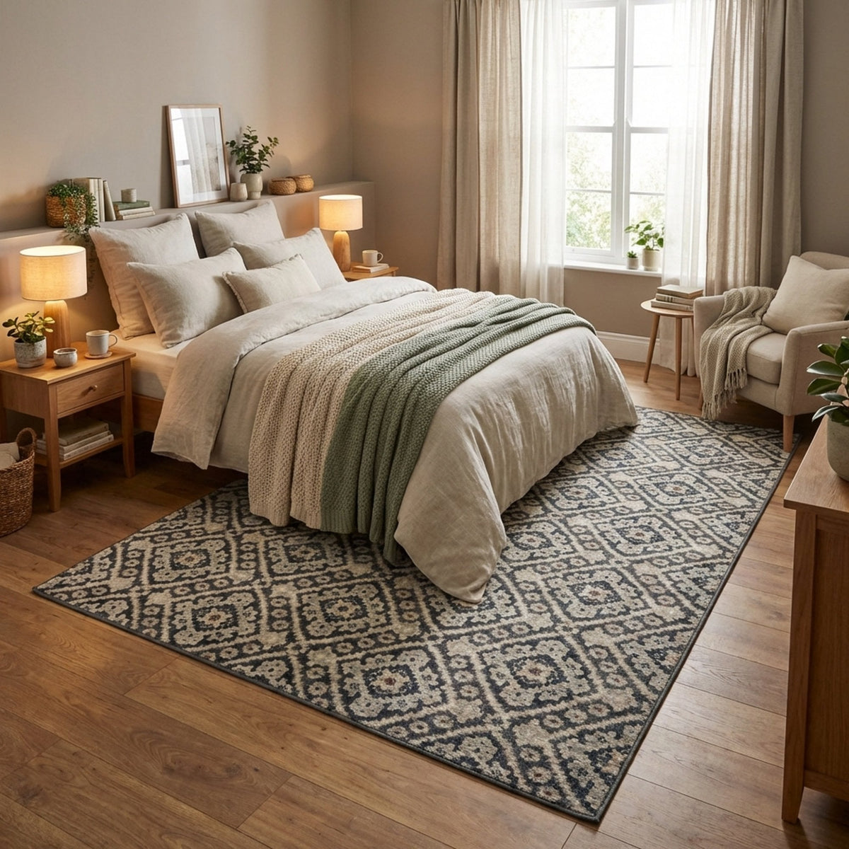 Montville Vintage Blue Latte Area Rug