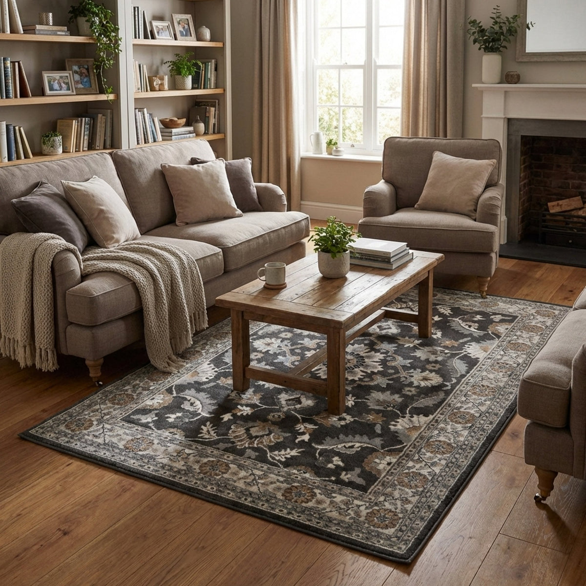 Canyon Tri-Color Deep Blue Whitecap Area Rug