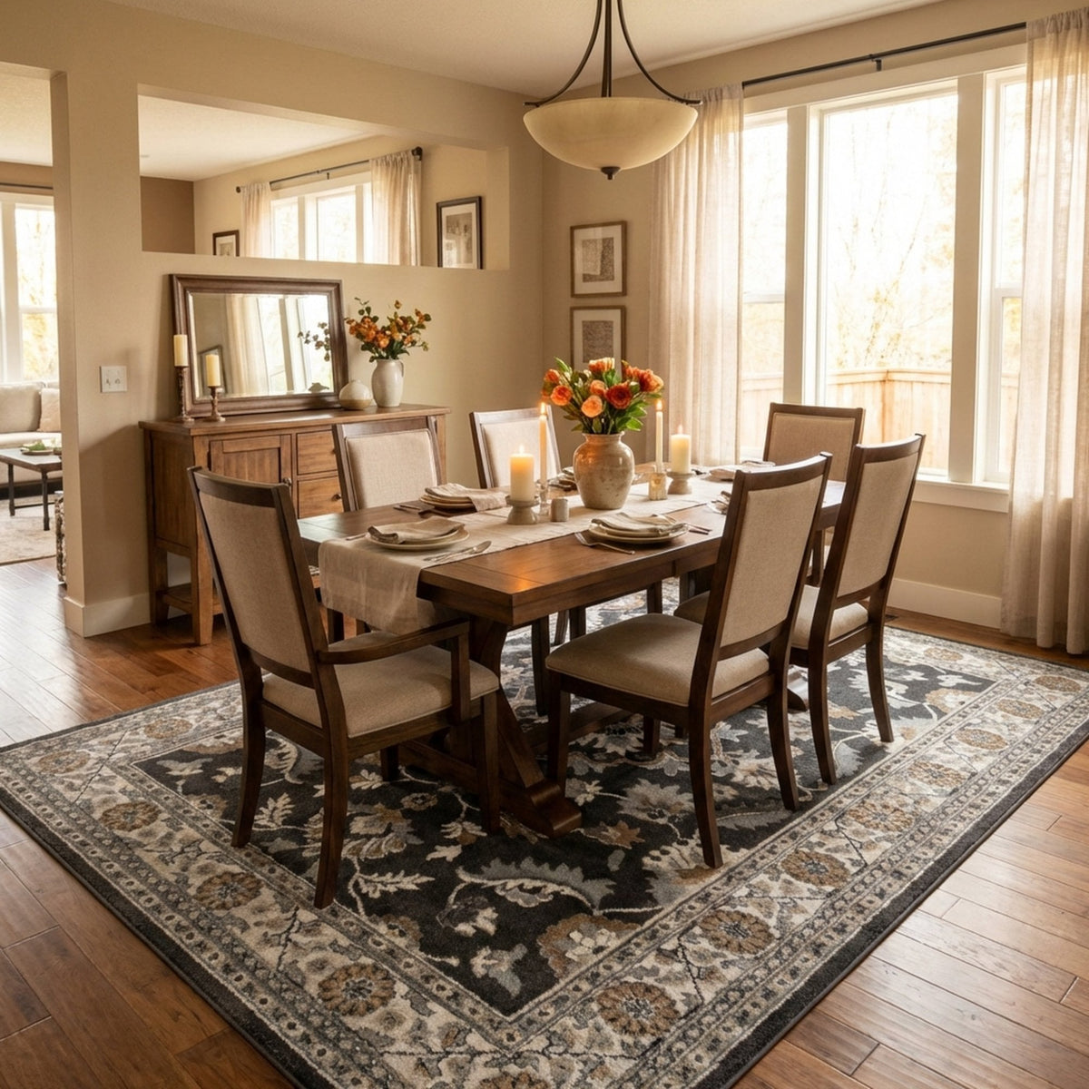Canyon Tri-Color Deep Blue Whitecap Area Rug