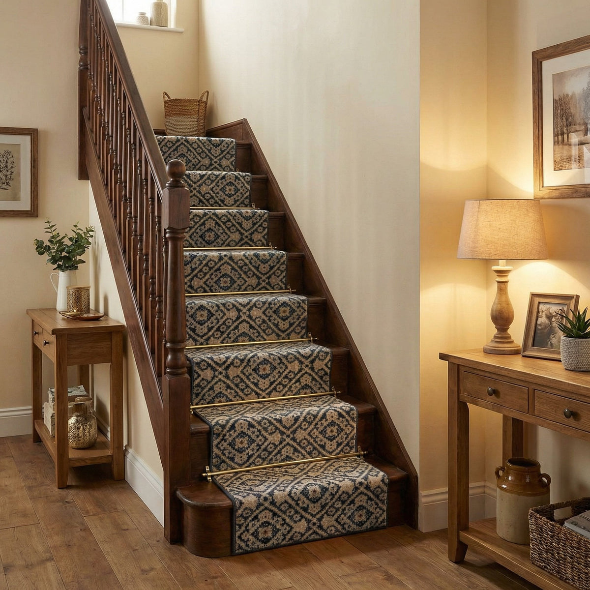 Montville Vintage Blue Latte Stair Runner