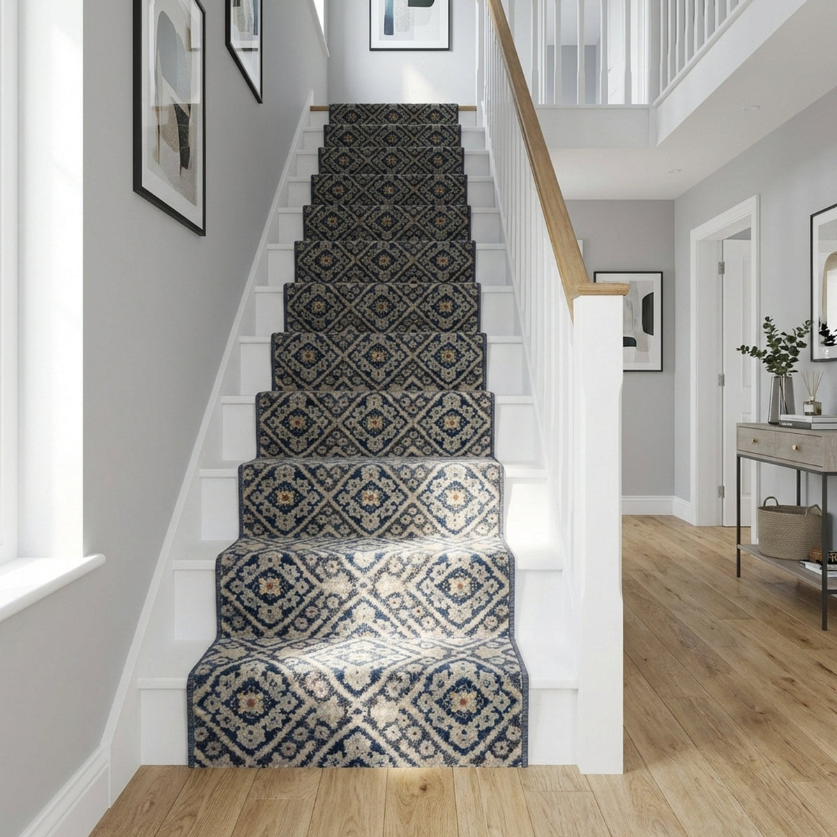 Montville Vintage Blue Latte Stair Runner