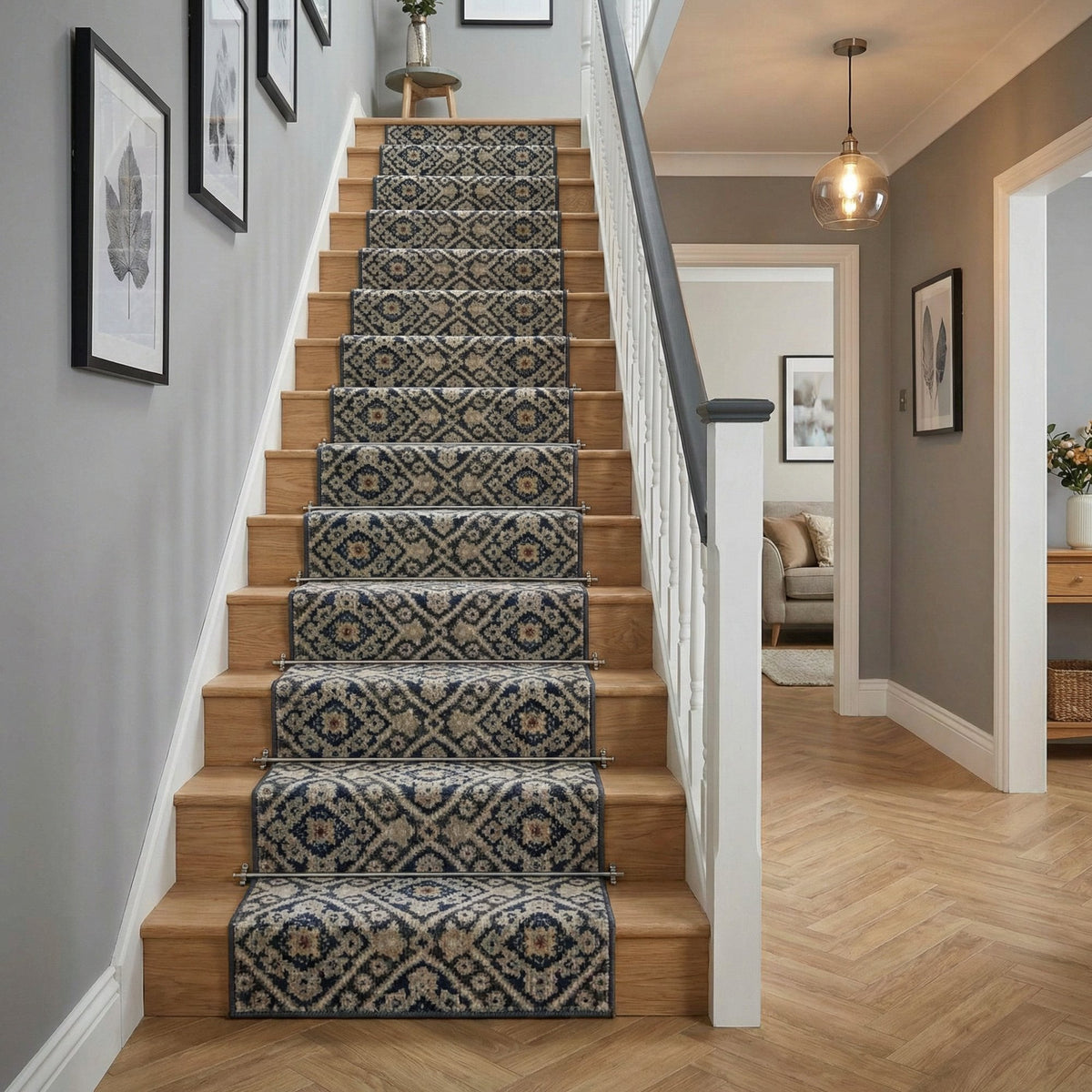 Montville Vintage Blue Latte Stair Runner