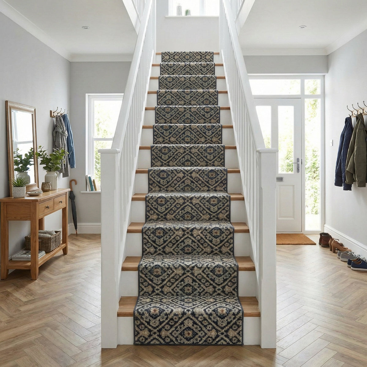Montville Vintage Blue Latte Stair Runner