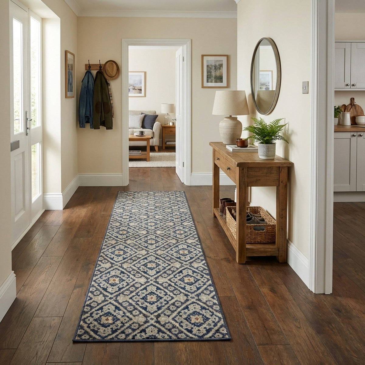 Montville Vintage Blue Latte Hall Runner