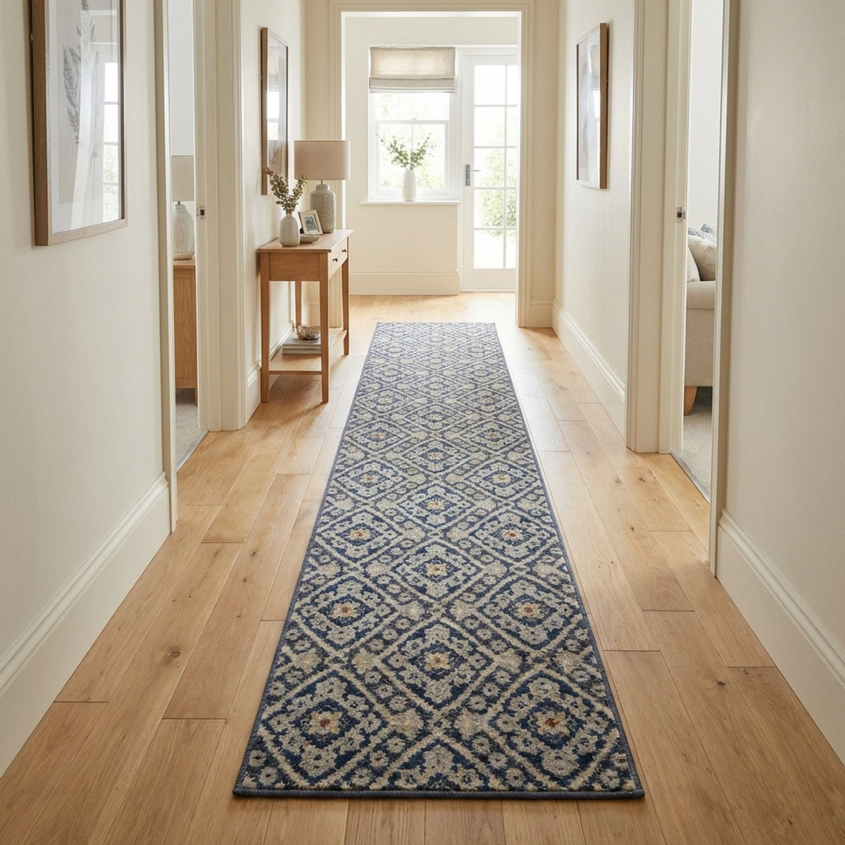 Montville Vintage Blue Latte Hall Runner