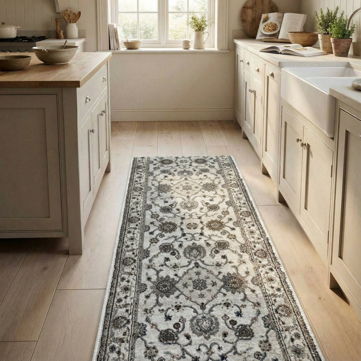 Adore Whitecap Greige Kitchen Runner