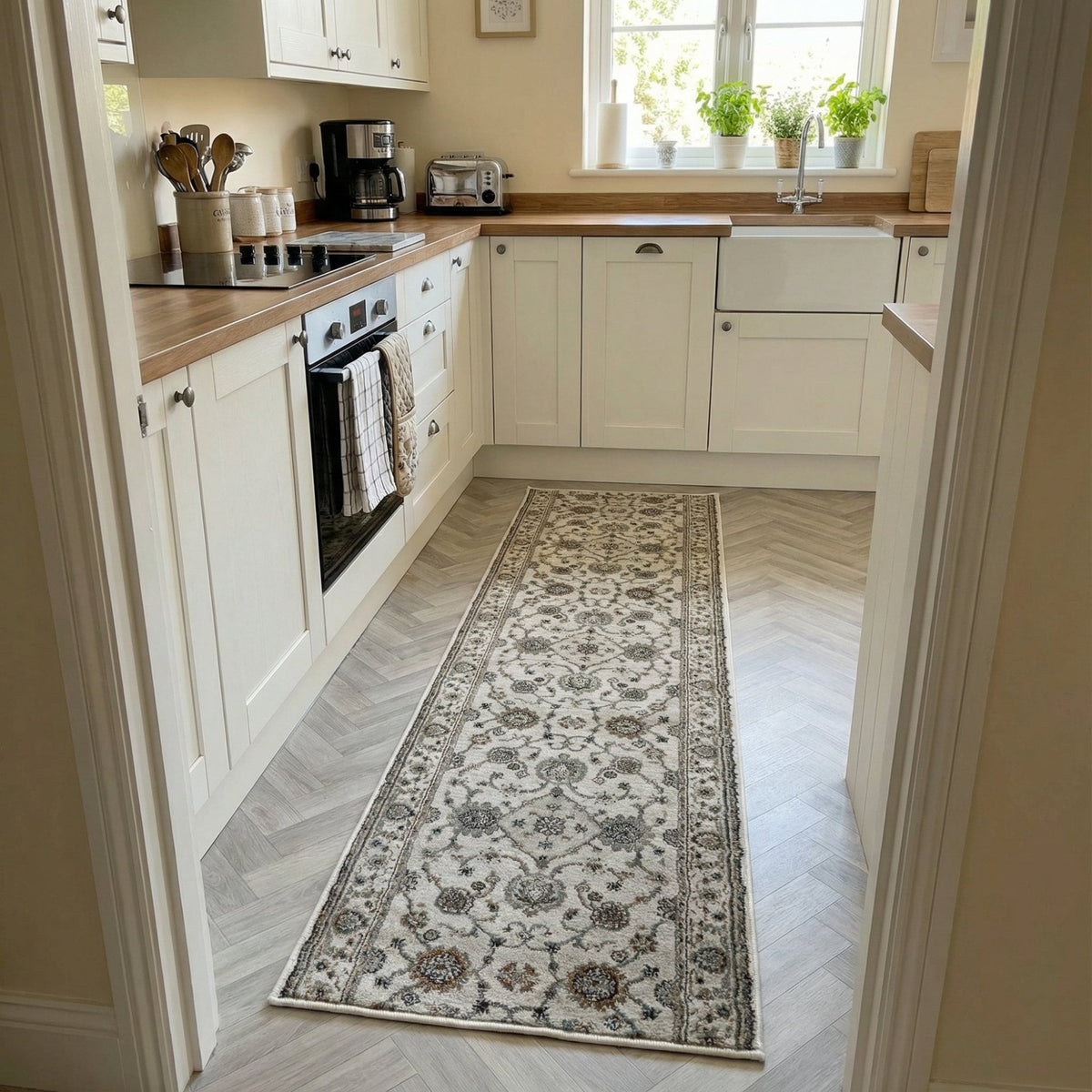 Adore Whitecap Greige Kitchen Runner