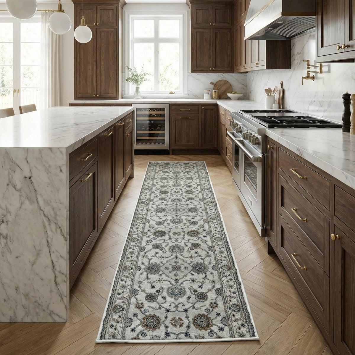 Adore Whitecap Greige Kitchen Runner