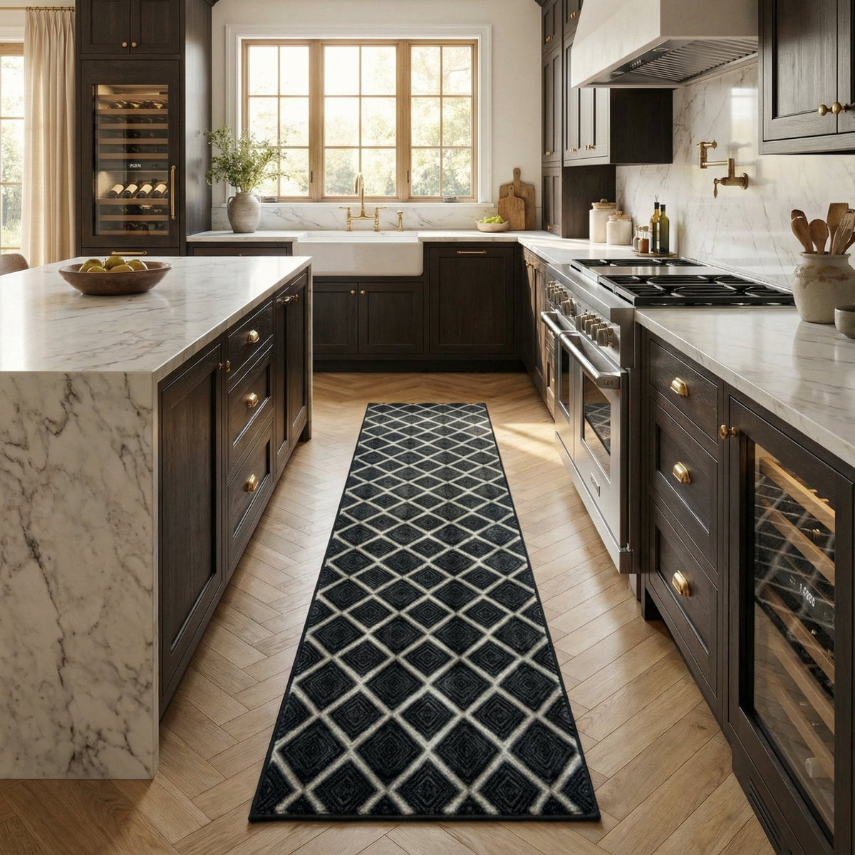 Milan Castle Ebony Kitchen Runner