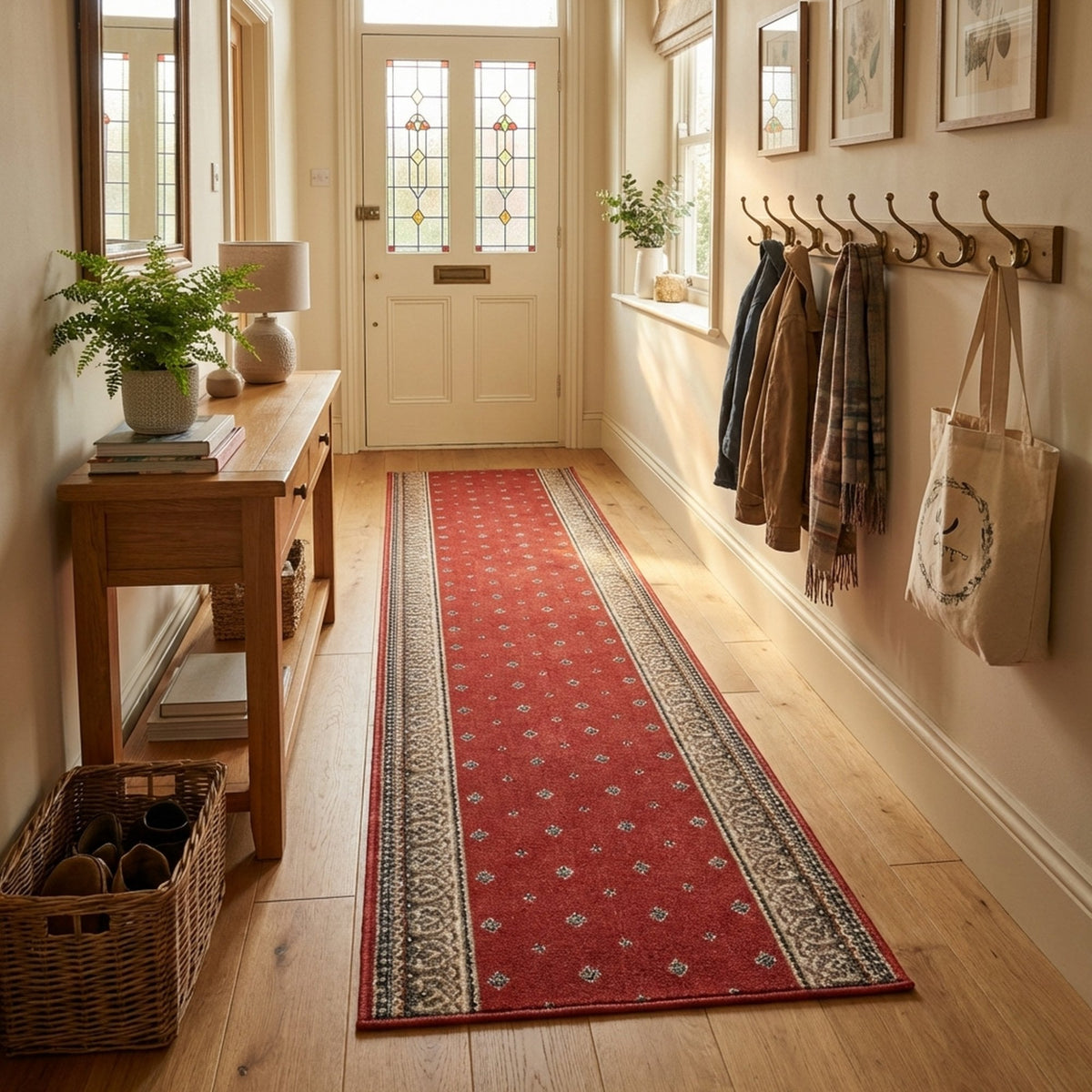 Heirloom Fleur De Lis Cinnabar Navajo White Hall Runner