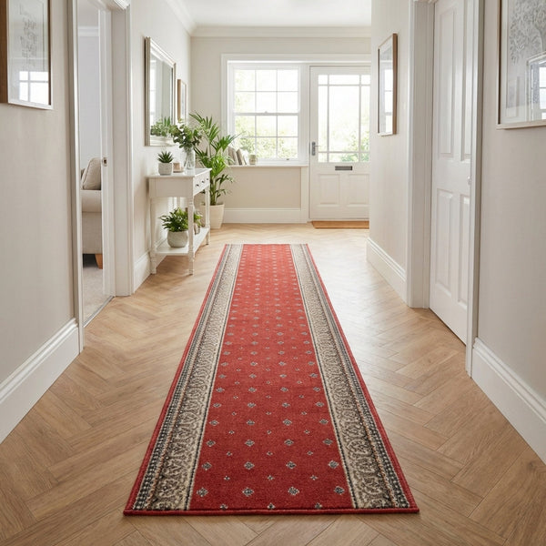 Heirloom Fleur De Lis Cinnabar Navajo White Hall Runner