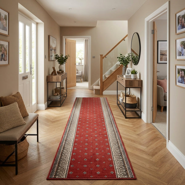 Heirloom Fleur De Lis Cinnabar Navajo White Hall Runner