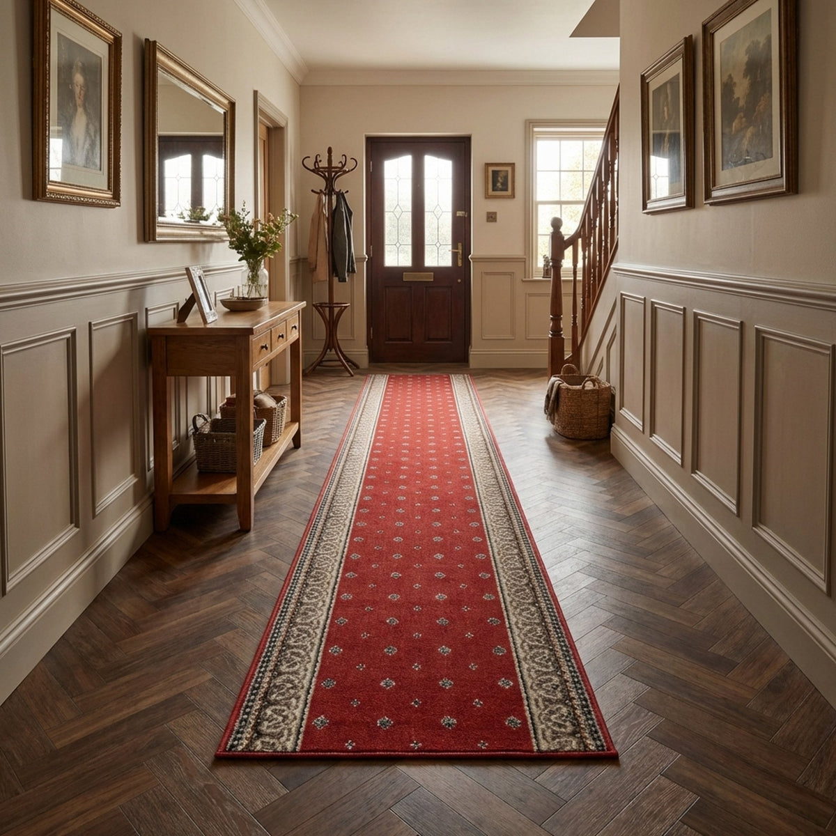 Heirloom Fleur De Lis Cinnabar Navajo White Hall Runner