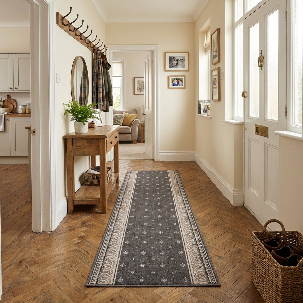 Heirloom Fleur De Lis Abbey Navajo White Hall Runner