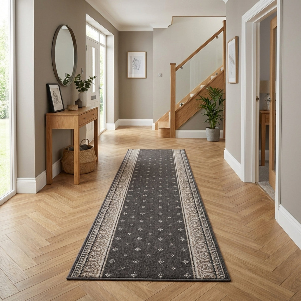 Heirloom Fleur De Lis Abbey Navajo White Hall Runner