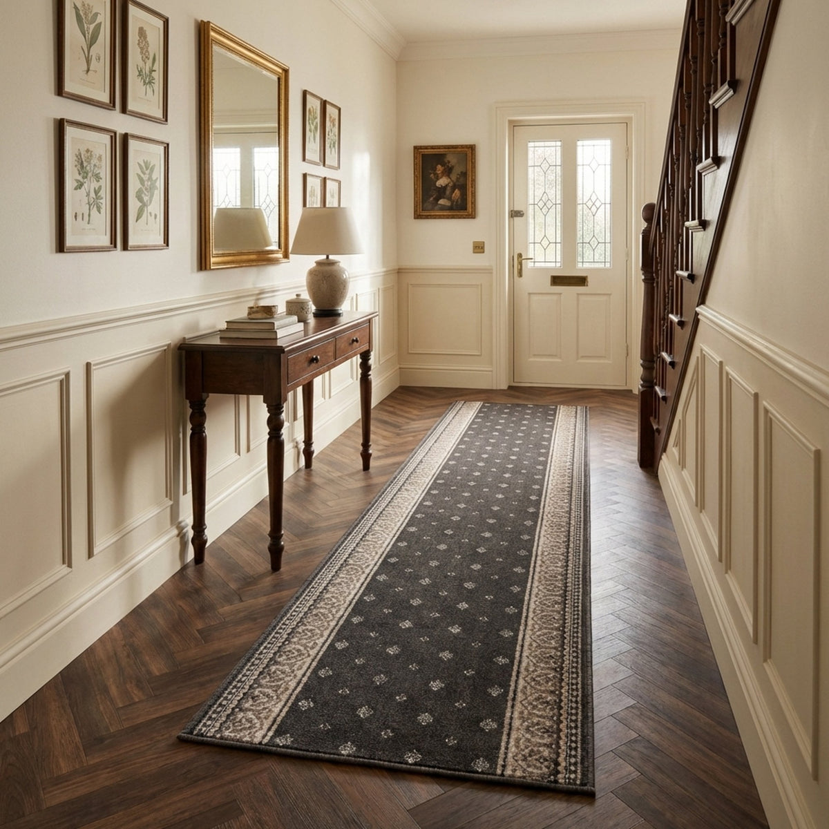 Heirloom Fleur De Lis Abbey Navajo White Hall Runner