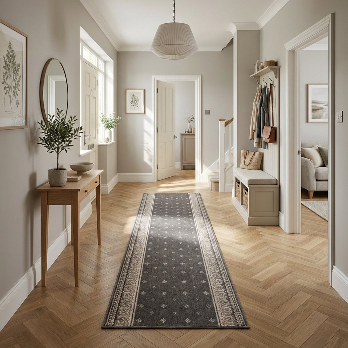 Heirloom Fleur De Lis Abbey Navajo White Hall Runner