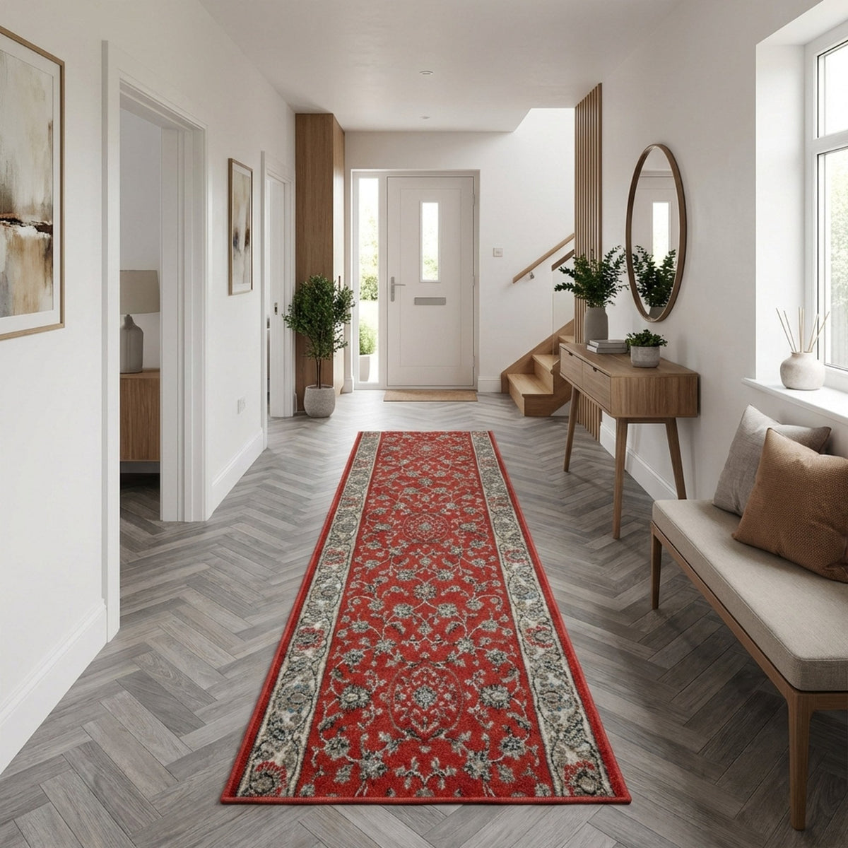 Heirloom Rockland Cinnabar Navajo White Rug Runner
