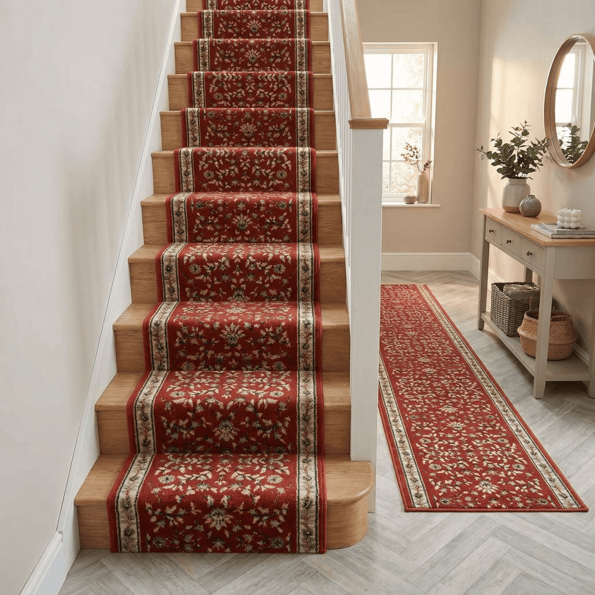 Heirloom Dorothea Cinnabar Navajo White Stair Runner