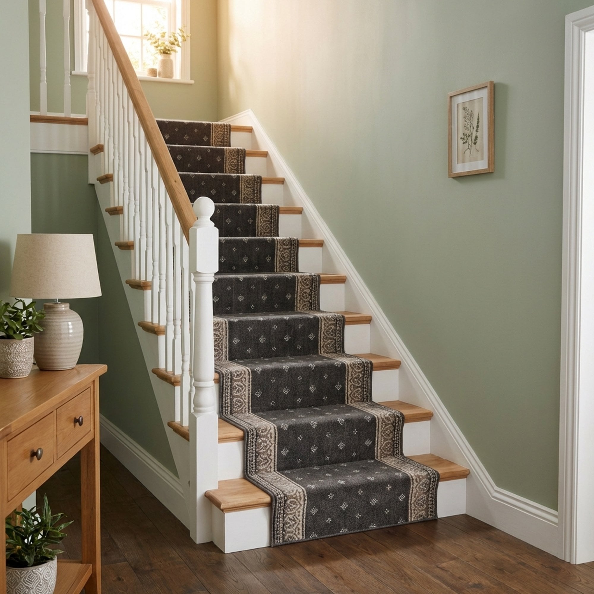 Heirloom Fleur De Lis Abbey Navajo White Stair Runner | Runrug