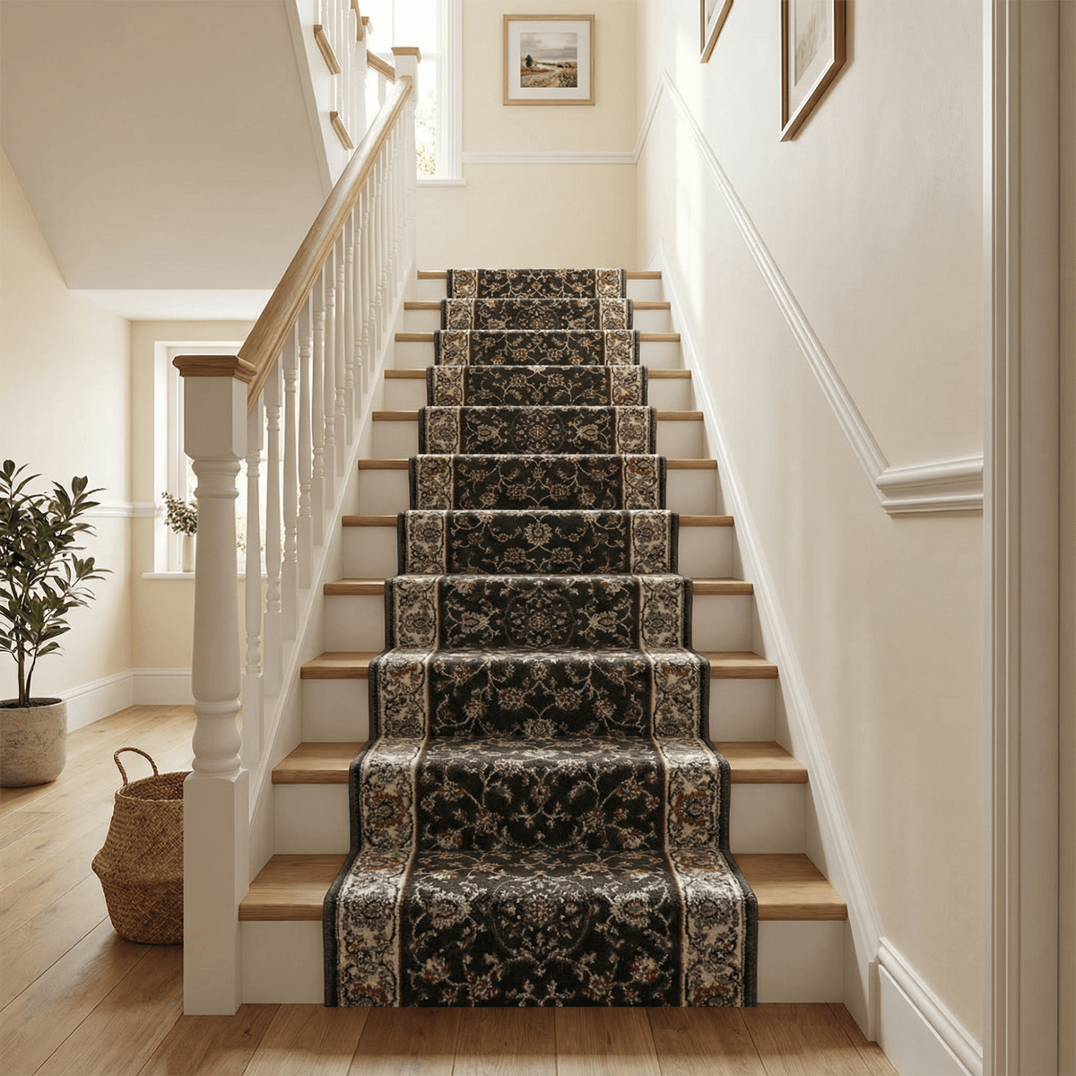 Heirloom Rockland Abbey Navajo White Stair Runner