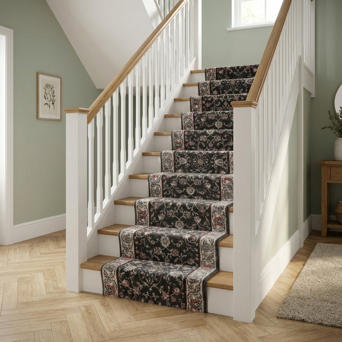 Heirloom Rockland Abbey Navajo White Stair Runner