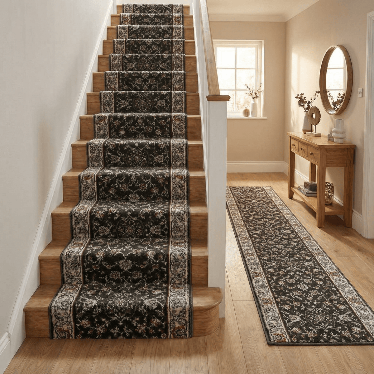 Heirloom Rockland Abbey Navajo White Stair Runner