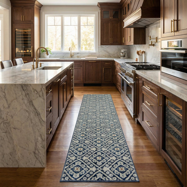 Montville Vintage Blue Latte Kitchen Runner
