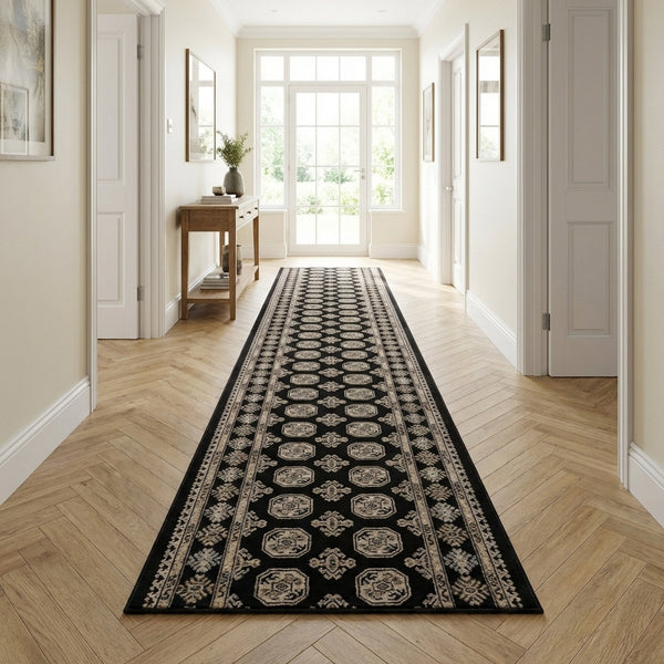 Ancient Garden Black/Ivory 57102-3636 Tapis de couloir