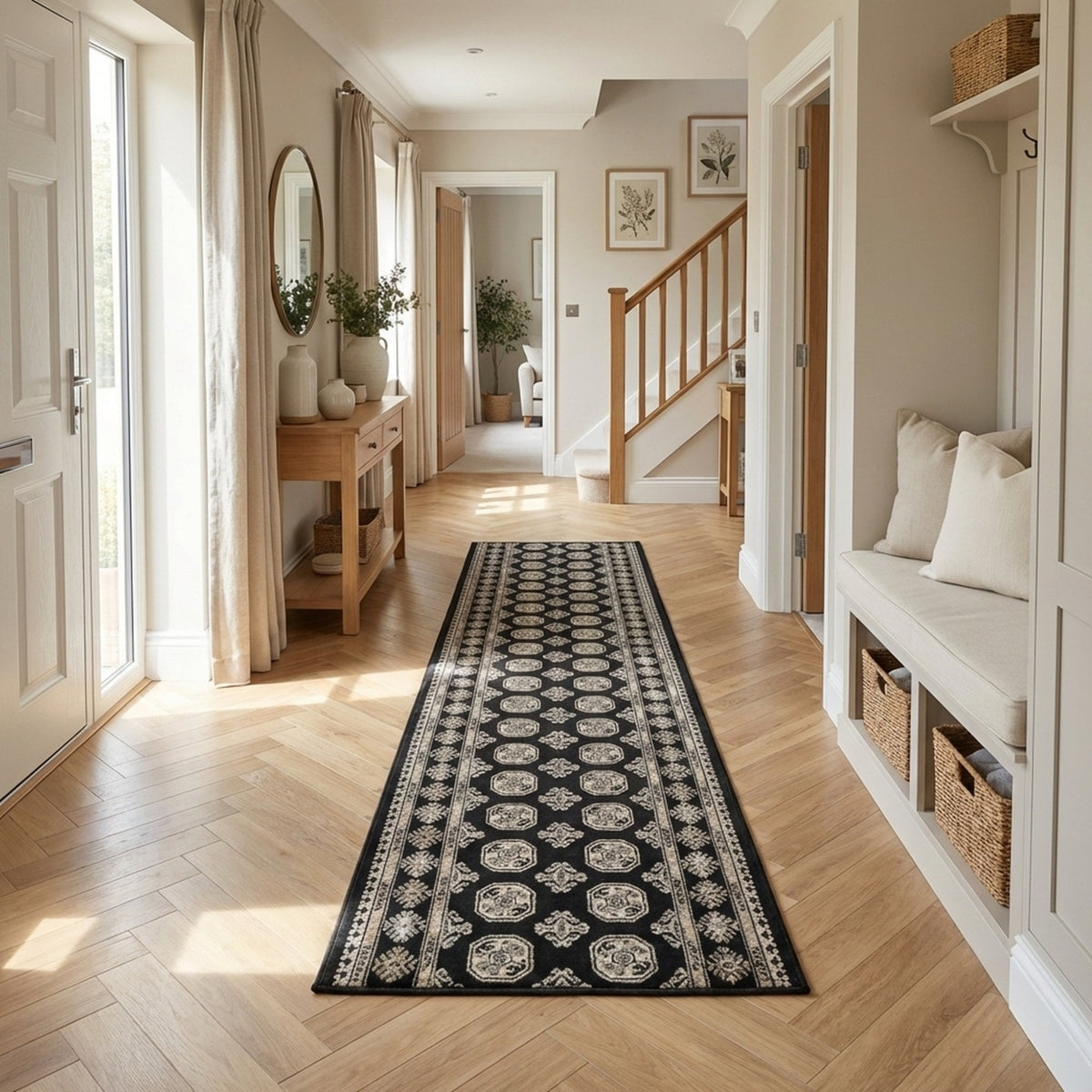 Ancient Garden Black/Ivory 57102-3636 Tapis de couloir