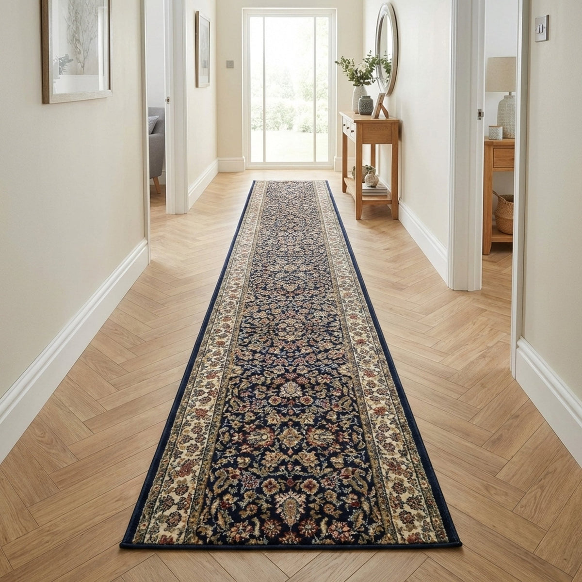 Ancient Garden Blue/Ivory 57078-3434 Rug Runner