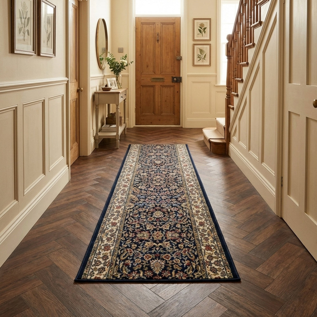 Ancient Garden Blue/Ivory 57078-3434 Rug Runner