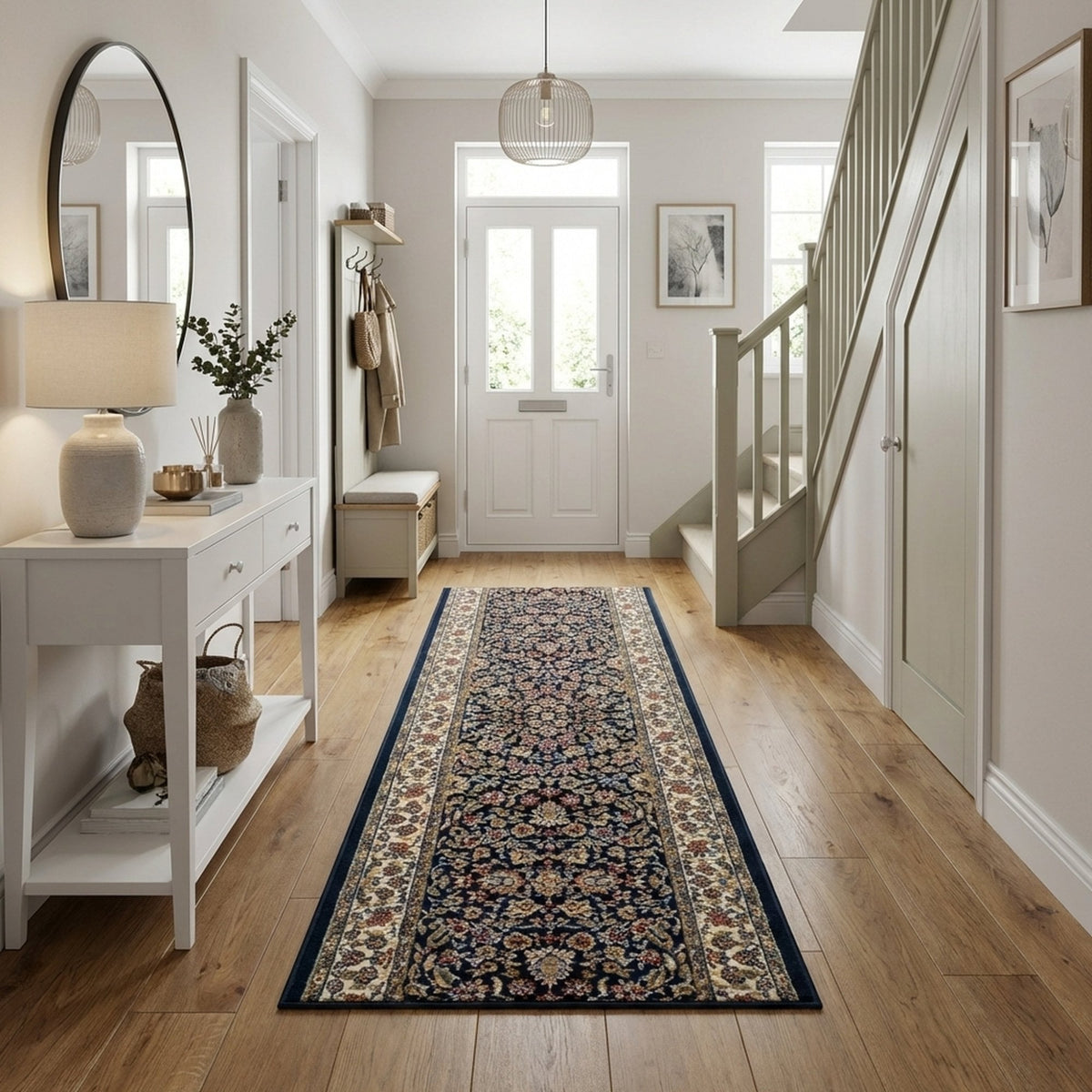 Ancient Garden Blue/Ivory 57078-3434 Rug Runner