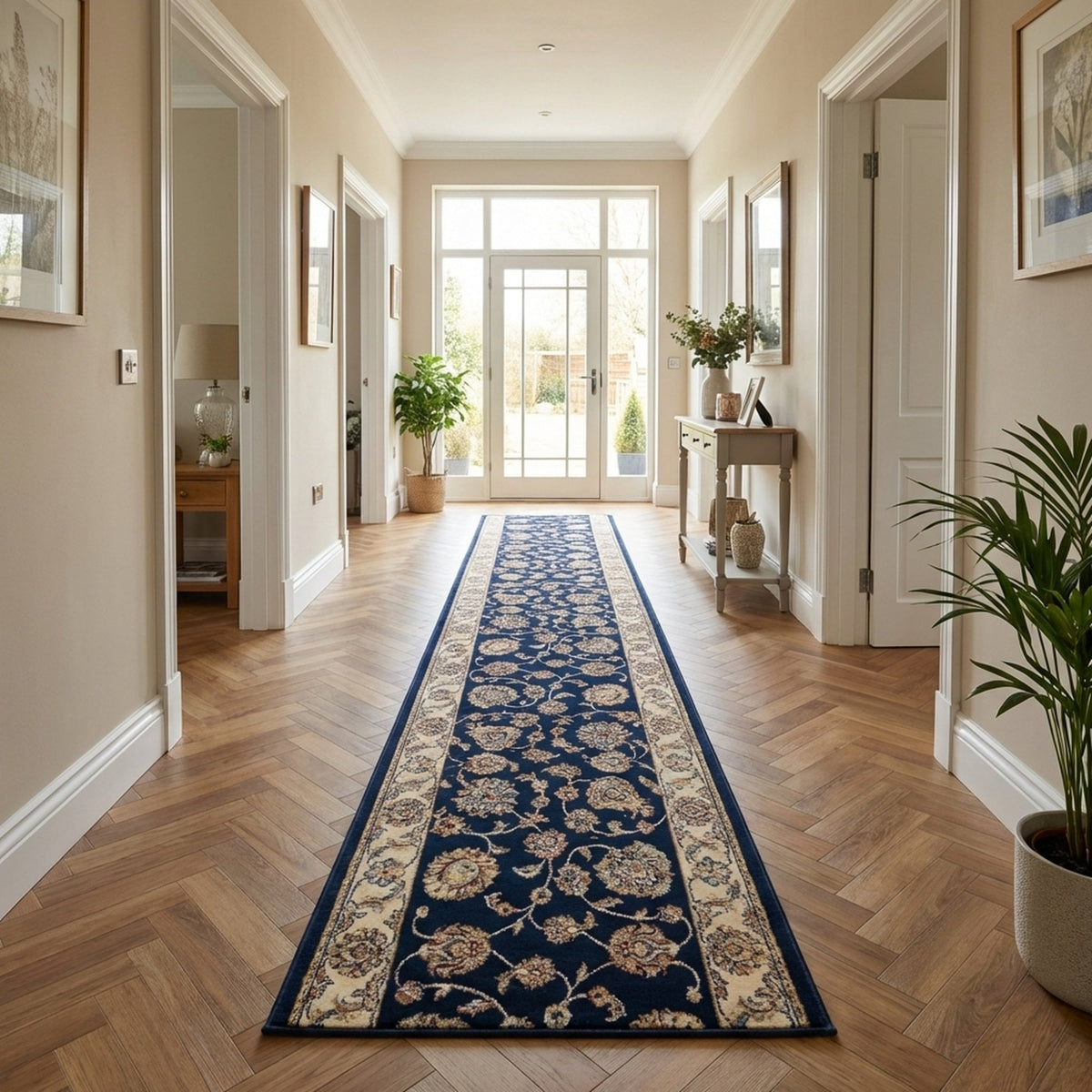 Ancient Garden Blue/Ivory 57365-3464 Hall Runner