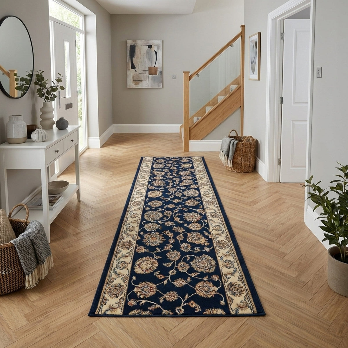 Ancient Garden Blue/Ivory 57365-3464 Hall Runner