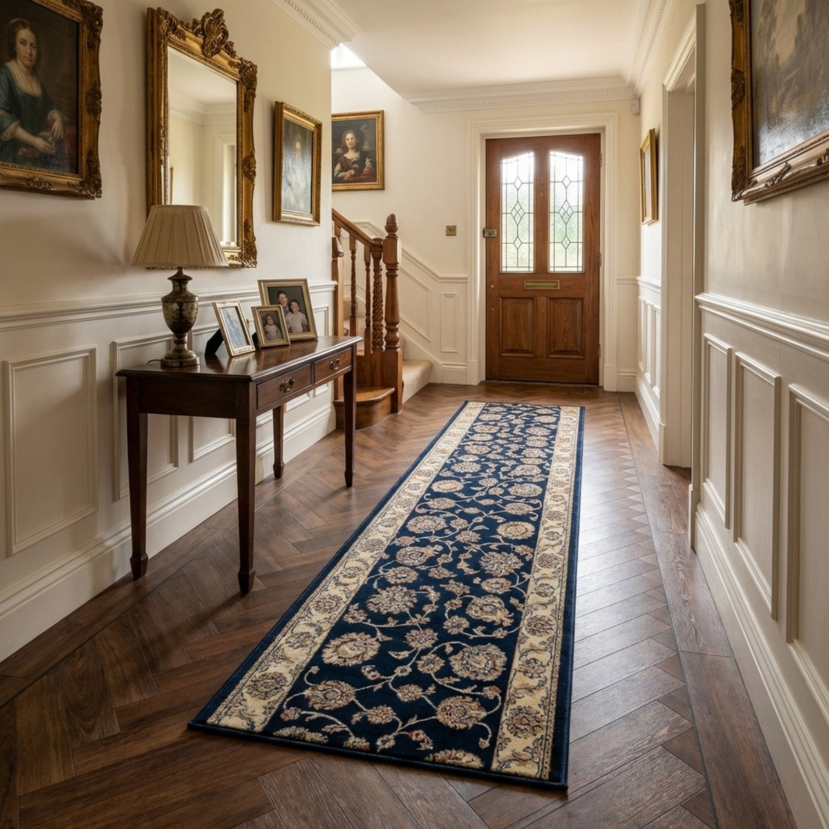 Ancient Garden Blue/Ivory 57365-3464 Hall Runner